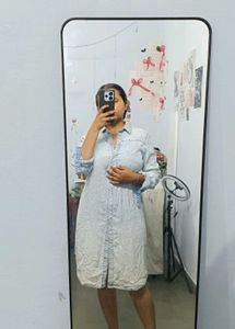 Light Wash Denim Shirt Dress