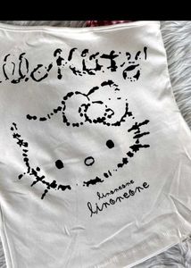 Combo Y2k All eyes on me top+ white hello kitty