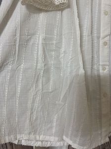 Elegant White Textured Button-Up Shirt cum Co-ord
