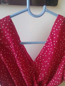 Chic Red V-Neck Midi Dress