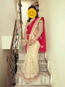 Red saree with beautiful work