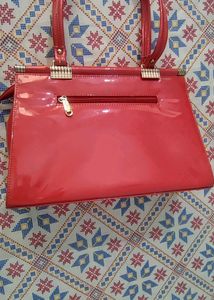 Red Metallic Finish Hand Bag