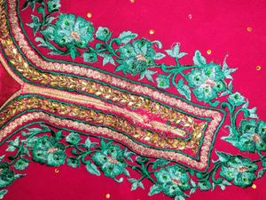 Elegant Red Kurta Set with Green Embroidery