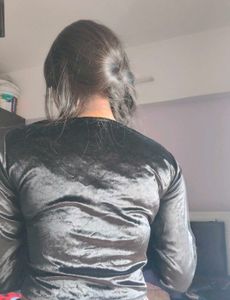 Stylish Black Velvet Crop Top