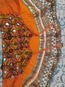 Orange chniya choli Embellished Border for baby gi