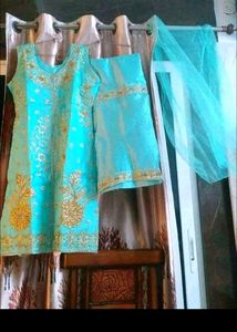 Beautiful Teal Kurta Set with Dupatta