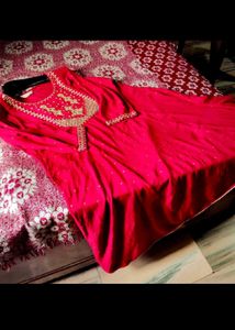 Elegant Red Anarkali Kurta Set size issue