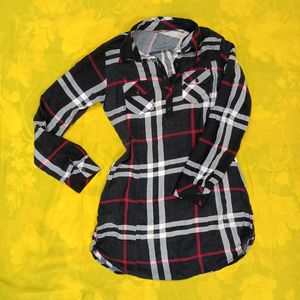 Plaid Flannel Shirt Tunic