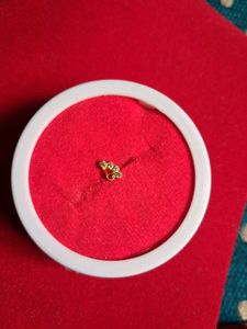 Elegant Gold Nose Stud with White and Red Stones