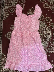 Pink Floral Ruffle Dress