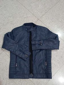 Stylish Blue Leather Jacket