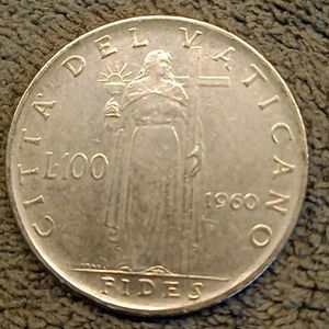 1960 Vatican City 100 Lire Pope Pius xii Coin