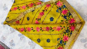 Vibrant Yellow Embroidered dupatta