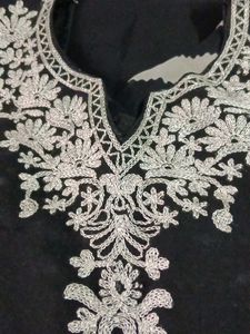 Elegant Black Kurta with White Embroidery