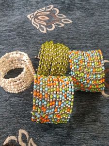 handcrafted beaded cuff bracelet combo pack 4