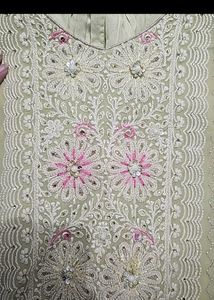 Mint Green Threadwork Georgette Kurta Set