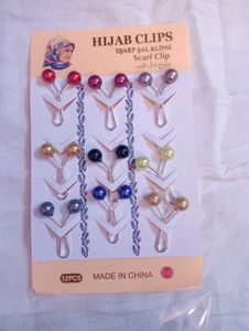 Elegant Pearl Hijab Clips - Set of 9