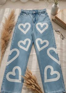 Heart Pattern Denim Jeans
