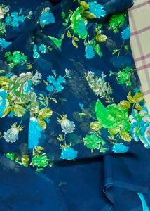 Beautiful Blue Floral Saree with blouse