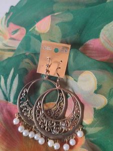 Vintage Style Hoop Earrings with Pearls