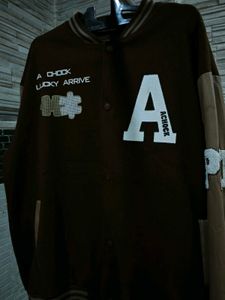 Varsity Style Brown Jacket