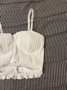 Textured White Cropped Top
