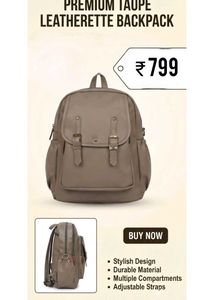 Stylish Gray Faux Leather Backpack