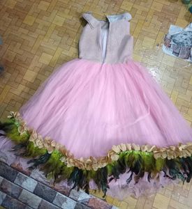 Sparkling Pink Tulle Feather Dress
