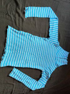 Blue Striped Long Sleeve Top