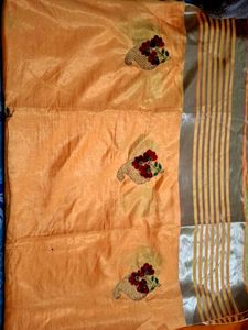 Elegant Orange Saree with Embroidery
