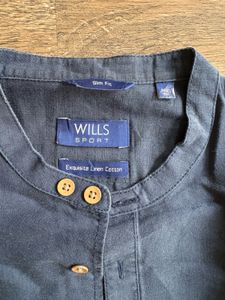 Men's Long Sleeve Band Collar Linen Shirt