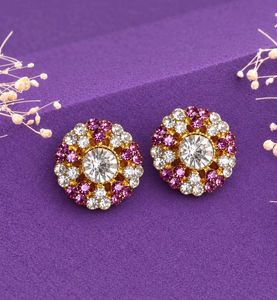 💜 Elegant Purple &amp; Crystal Statement Studs