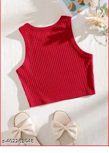 Red Ribbed Crop Top with "Authentic 25"