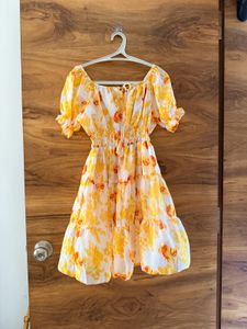 Sunny Yellow Floral Tiered Mini Dress