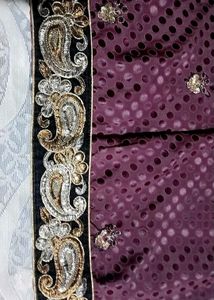 Elegant Purple Polka Dot Saree