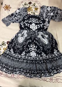 Zudio Black &amp; White Floral Mini Dress