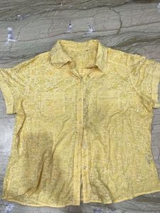 Yellow Embroidered Short Sleeve Blouse
