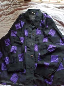 Stylish Black & Purple Abstract Print Top