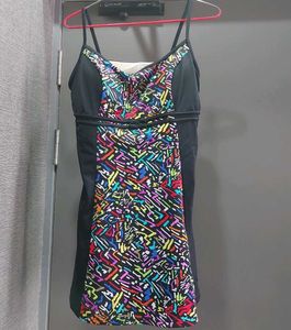 Vibrant Abstract Print One-Piece Swimsuit Dress