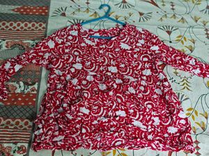 Red & White Block Print Kurta