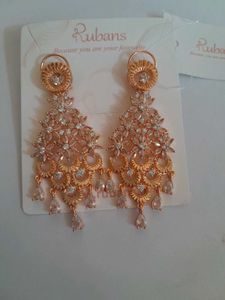 Exquisite Rose Gold CZ Dangle Earrings