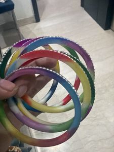 Colorful Rhinestone Bangles Set