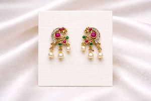 Elegant Peacock Earrings with Pearls