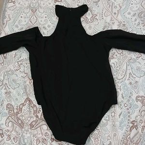 Chic Black Cold Shoulder Bodysuit