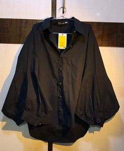 Black Balloon Sleeve Shirt