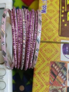 Pink Sparkle Bangle Set 12 quantity