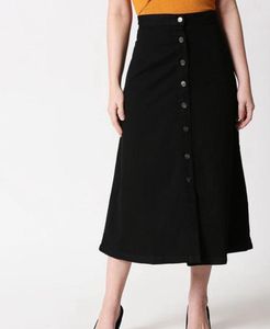Stylish Button-Up Black Skirt
