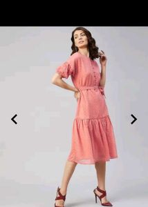 Stylish Pink Tiered Midi Dress