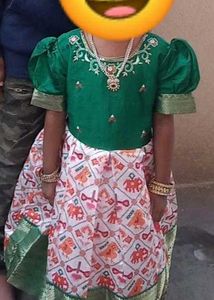 Beautiful Ikkat Ethnic Silk Gown for Girls