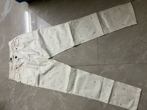 American Swan Cream Pants with SwanPrint